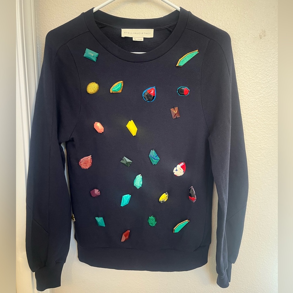 Stella McCartney navy jeweled sweatshirt